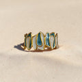 Bracelet manchette dorée émail Bleu